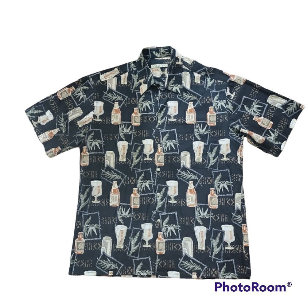 Batick Bay Men's Hawaiian Graphic Button Up Cotton Shirt. Size L.
